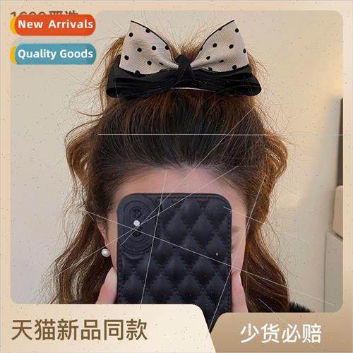 Korean double-layer polka dot bow headdress hair clips back
