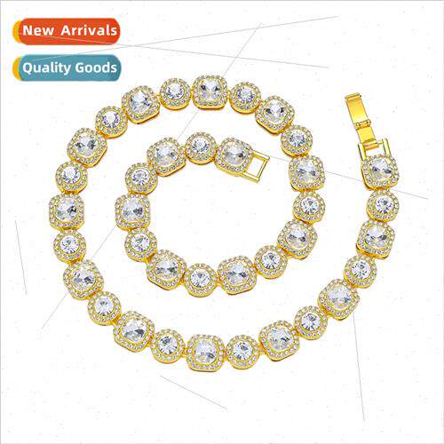 Europe men square round patchwork necklace 12mm hip-hop nd i