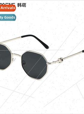 Europe polygonal metal sunglasses female fashion set shootin