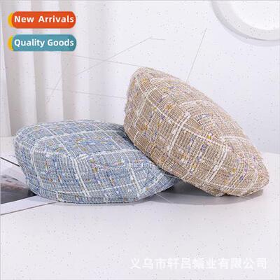 retro weaving plaid beret female casual fashion Japan sweet