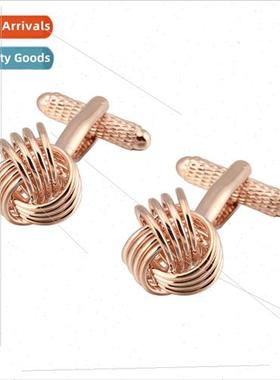 Cufflinks Rose Gold Twist Multi-Wire Surrounding Metal Cuffl