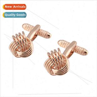 Cufflinks Rose Gold Twist Multi-Wire Surrounding Metal Cuffl