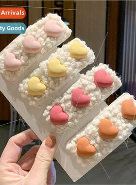 Cute hair clips female Korea plush fur side clips girl clip