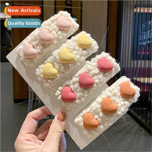 Cute hair clips female Korea plush fur side clips girl clip