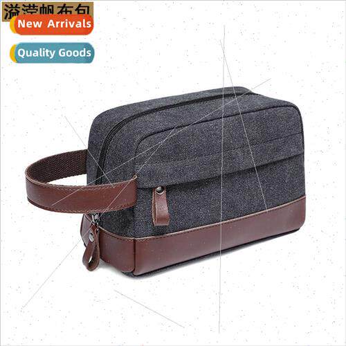 Men Clutch Casual Handbag Wallet Canvas Head Layer Leather C