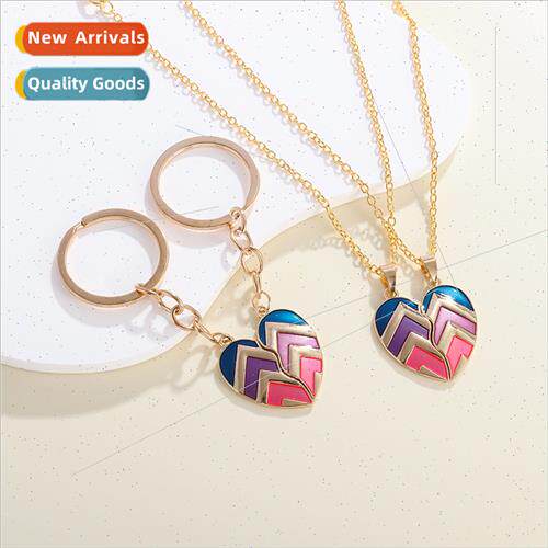 creative love keychain couple splicing necklace good friends