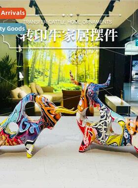 Europe cow ornaments living room entrance TV cabinet resin c