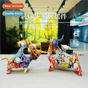 Europe cow ornaments living room entrance TV cabinet resin c