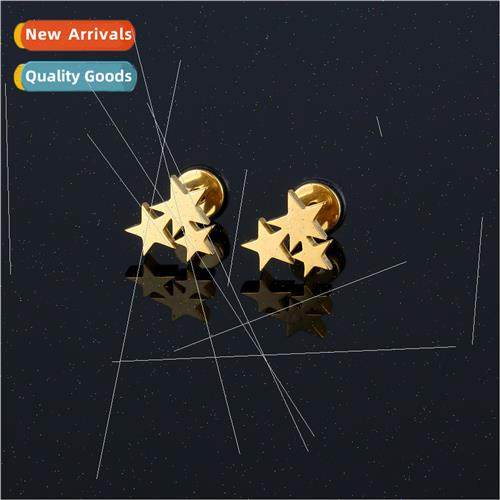 Korea fashion three stars earrings niche stainless steel fem