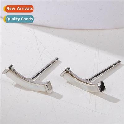 Koreas925 through body silver inlaid shell earrings women si