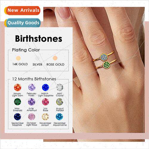 Stainless Full Diamond Ring Birthstone Ring Women Tanium Ste