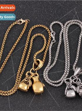 Men personalized fashion gold necklace boxing sports simple