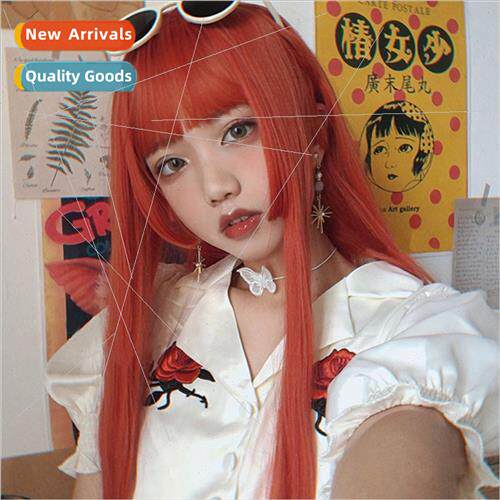 Anime coplay wig female second gen kime hair Qi bangs black