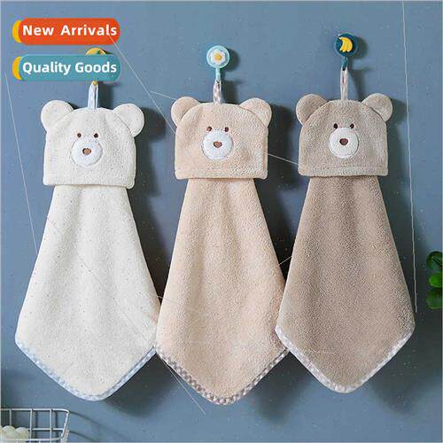 Hanging hand towel coral velvet bear cute cartoon handkerchi