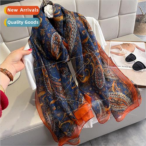 Korea cashew flower fashion long silk scarf female spring au