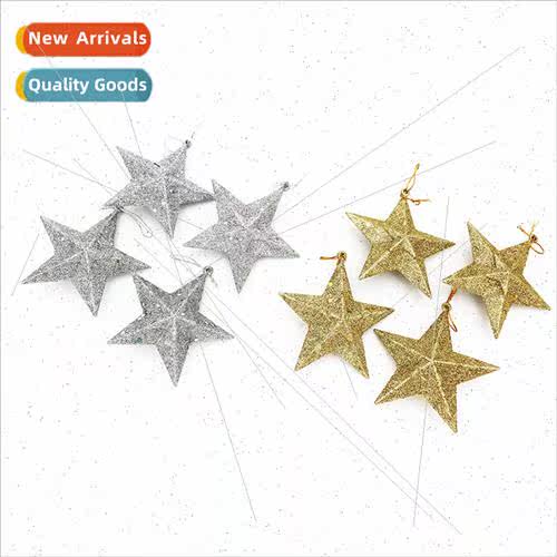 Christmas decorations gold dustpcs pentagram Christmas e han