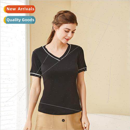 T-shirt summer thin mulberry silk T-shirt female comtable br