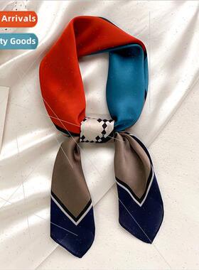 Korean  new spring autumn temperament small square scarf fem