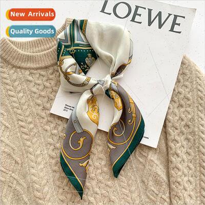 Retro spring fall new carriage silk small square scarf women