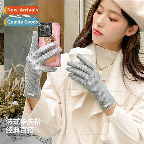 Autumn winter French waffle warm gloves ladies windprocold K