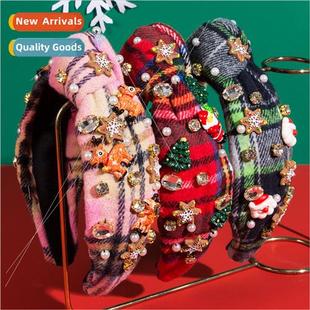 diamonds velvet pearls headband santa Christmas women high