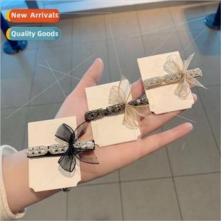 clip hairpin Korea Mesh rhinestone duckbill black temper bow