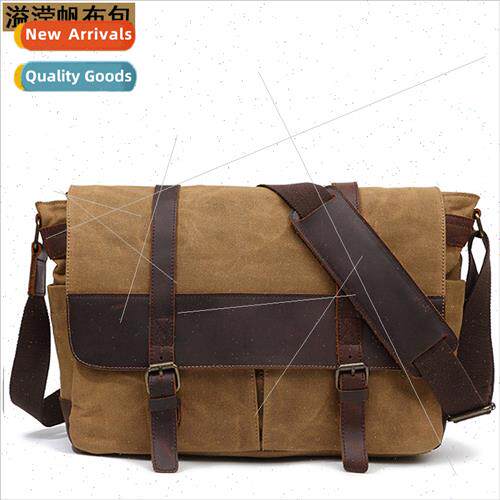 Oil wax canvas shoulder bag leisure men women crossbody bag