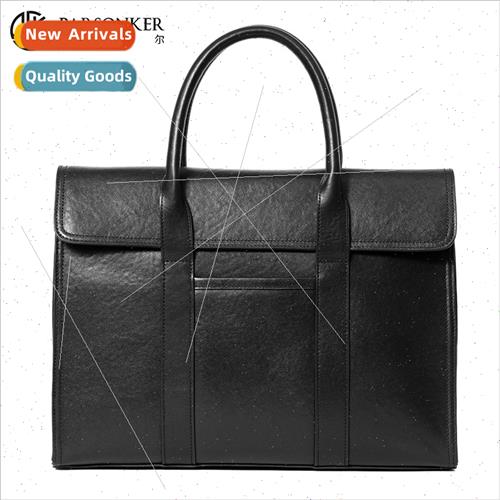 Men handbag leather business fashion computer bag large capa