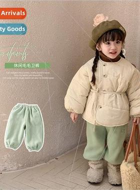 Korea girls padded pants 2023 fall and winter thickened loos