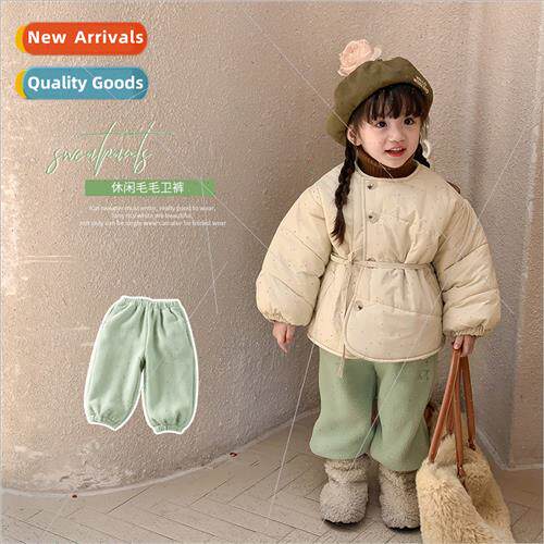 Korea girls padded pants 2023 fall and winter thickened loos