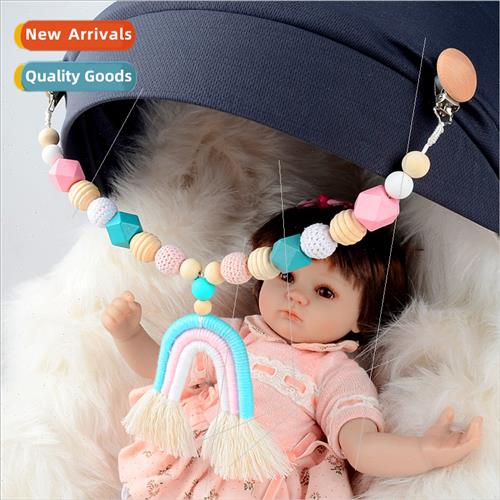 Cotton Thread Rainbow Stroller Hanging Baby Wooden Toys Musi