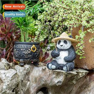 pot dec back small tank fish flower garden basket panda Cute