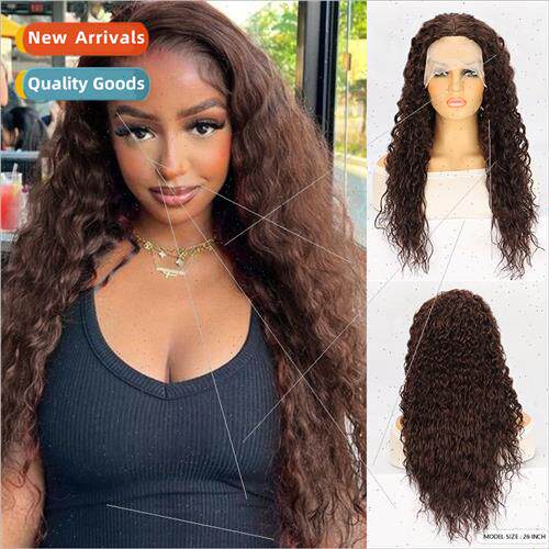 Wigs Europe Ladies Lace Chemical Fiber Head Covers Brown Med