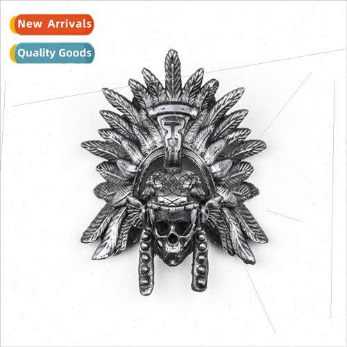 Europe punk dark Indian chief skull pendant necklace men per