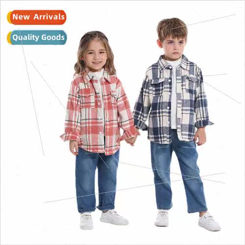 New fall and winter plaid long-sleeved cotton jacket 2023 si