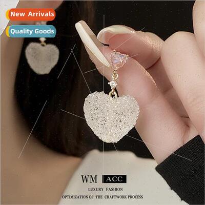 silver needle zirconia love earrings fresh match earrings ni
