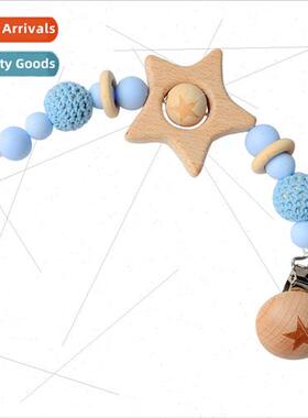 Model Beechwood pentagram Teething toys licone ball wool