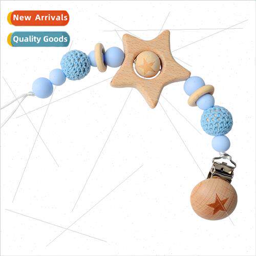Model Beechwood pentagram Teething toys licone ball wool