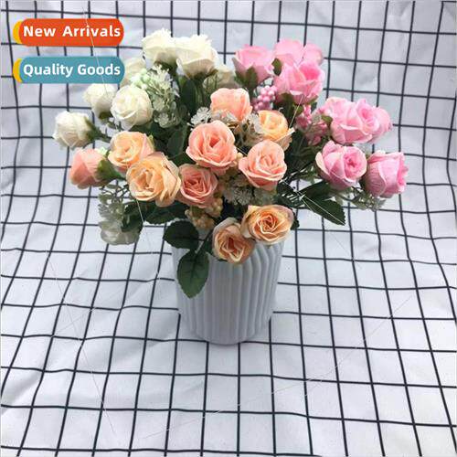 New 10 head green simulation rose wedding fake flowers table