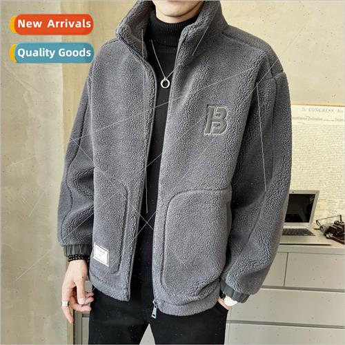 Lamb wool coat men fall winter 2023 new fur one cotton cloth