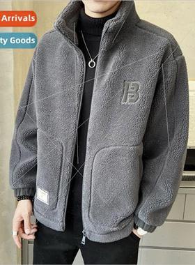 Lamb wool coat men fall winter 2023 new fur one cotton cloth