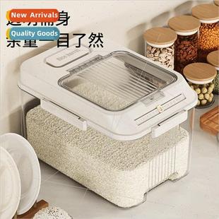 rice bucket storage Transparent household lid jar food flip