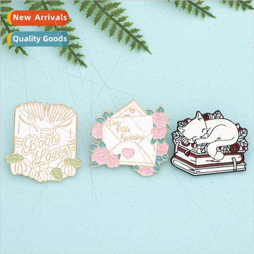 Korea new cartoon cute cat book envelope brooch student cowb