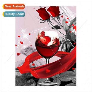 Wine Rose Room Embroidery Bedr ving Handmade Stch Full Cross