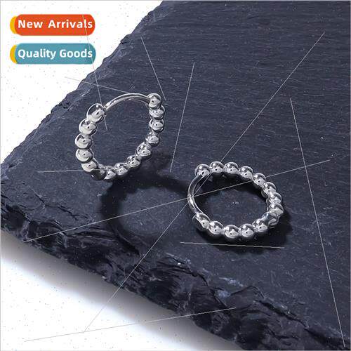 Spring new earrings female tanium steel round beads ladies w
