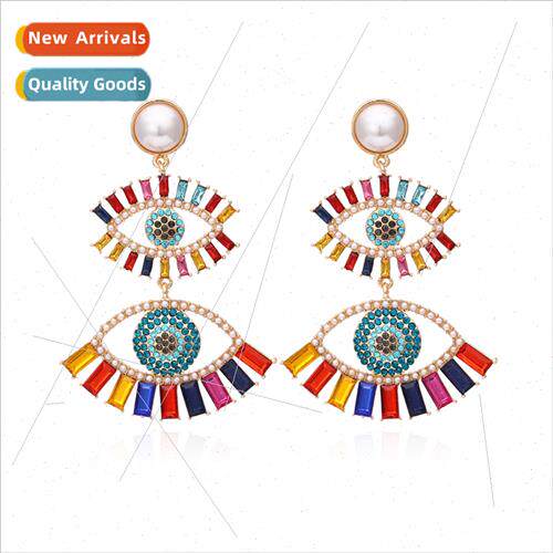 New exaggerated long temperament multi-layer devil eye earri