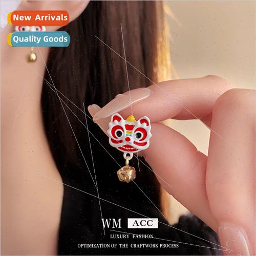 lver needle new Chinese oil drop waking lion bell earrings r