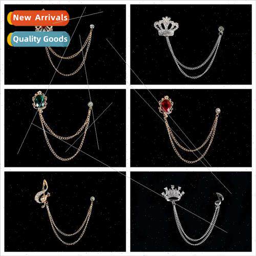 Crown brooch chest accessories men nd fashion chain chest br