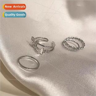 butterfly fourpcs wind new cold size ins JINHANG ring