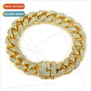 Buckle Two Hop Diamonds Men Hip Square Bracelet Europe Tone